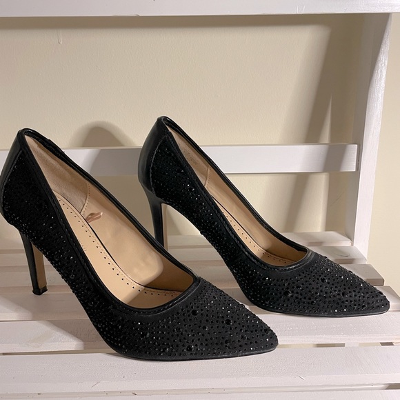 Adrienne Vittadini Shoes - Black rhinestone heels